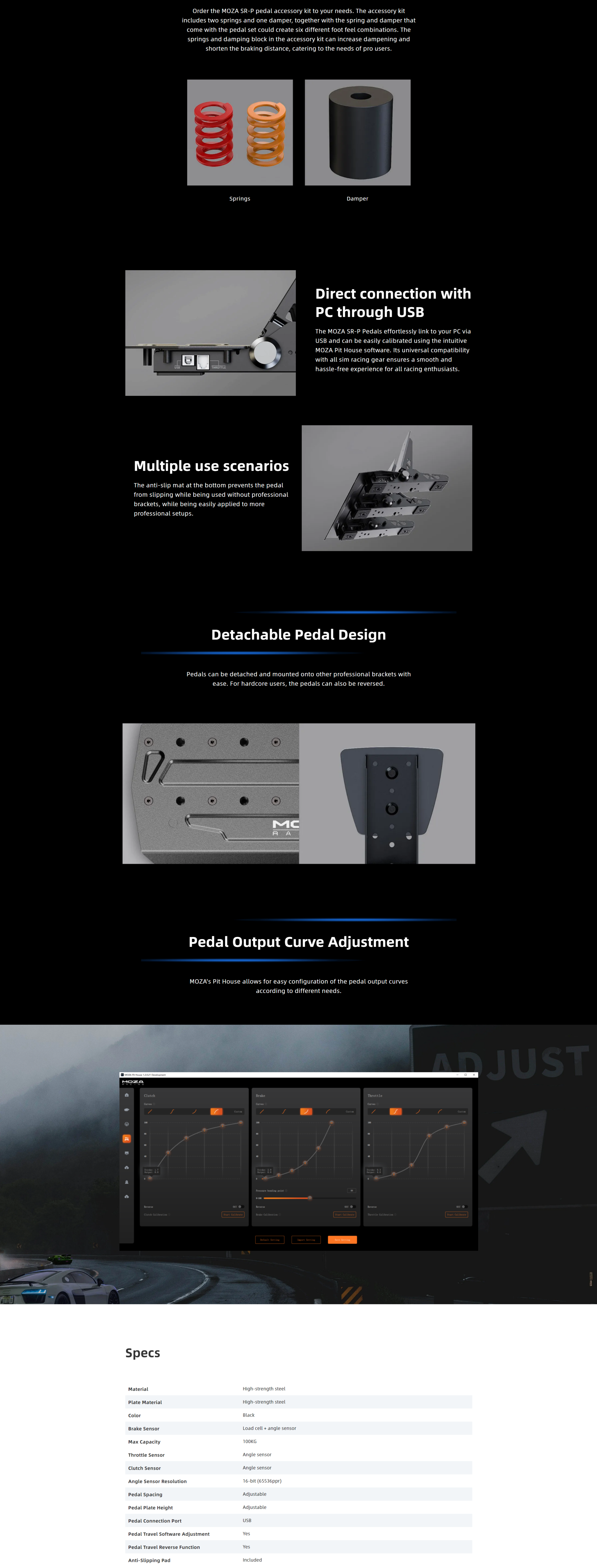 A large marketing image providing additional information about the product MOZA SR-P Throttle & Brake Pedal Set - Additional alt info not provided
